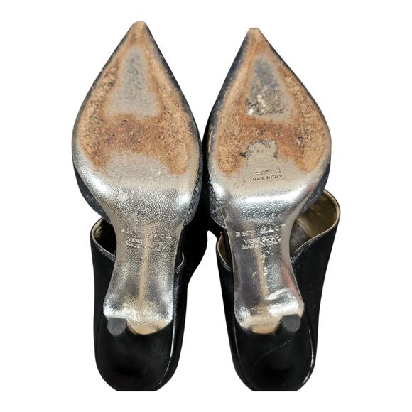 Emy Mack Elsa Black & Silver Printed Calf Pointed‎ Toe Heels Leather Size 7B - Picture 15 of 15